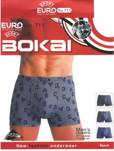 Трусы мужские Bokai 711 боксеры хлопок L-3XL 69 руб