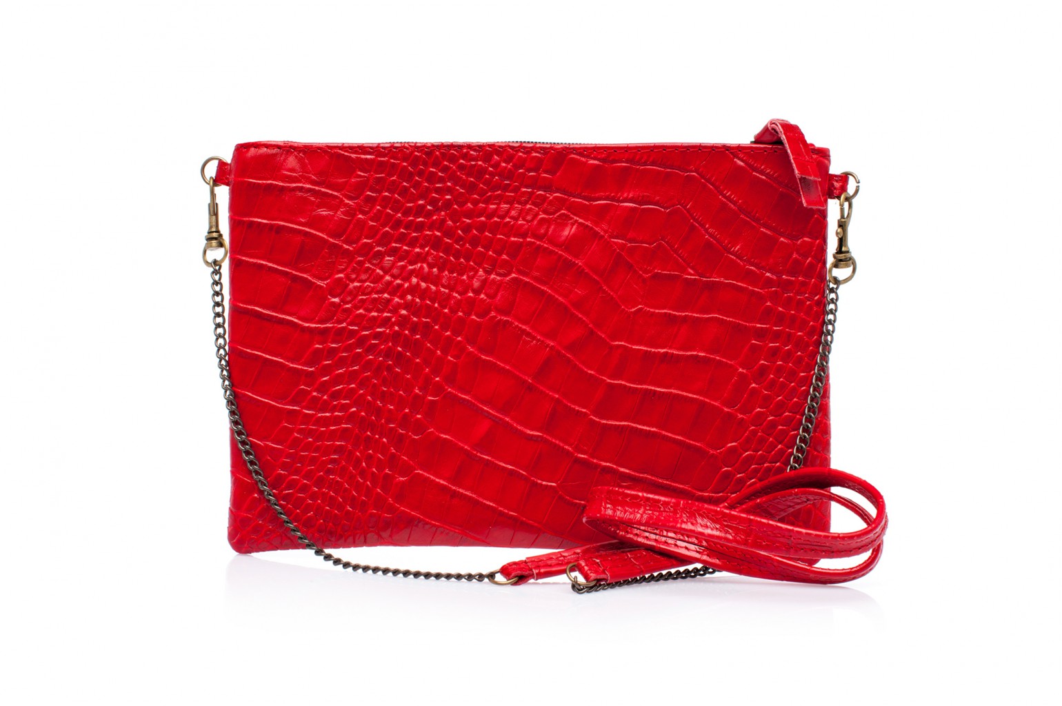 Клатч-планшет на комбинированном ремешке Red Croco
