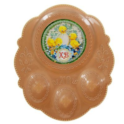 Пасхальная подставка для 3 яйц и кулича 