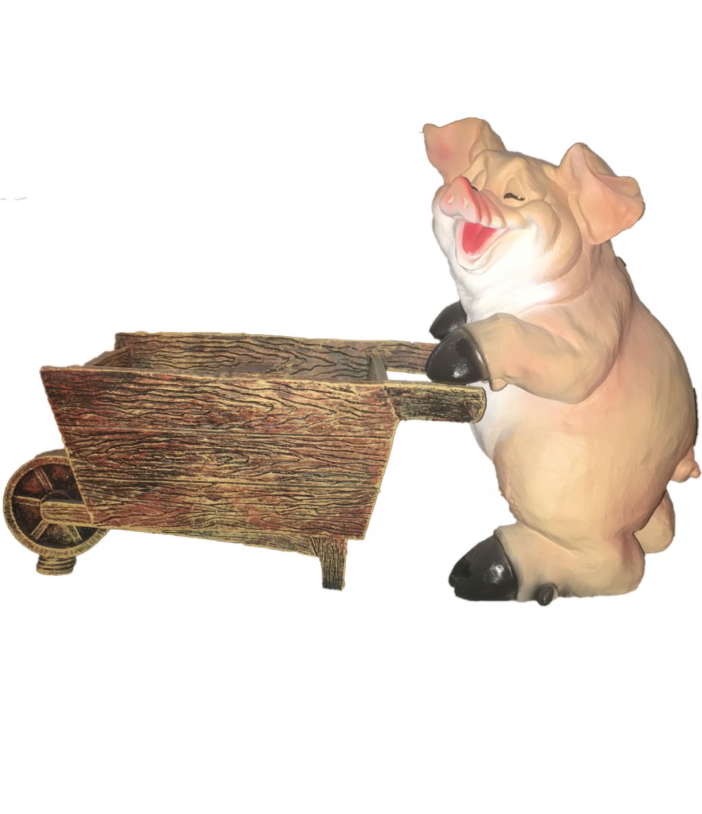 Фигура Свинка с тележкой H-37см.jpeg