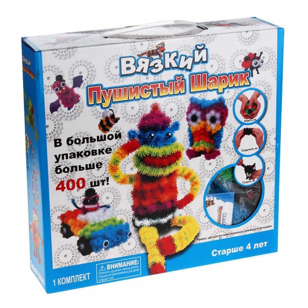 КОНСТРУКТОР-ЛИПУЧКА BUNCHEMS ВЯЗКИЙ ПУШИСТЫЙ ШАРИК 400 ДЕТАЛЕЙ 160руб