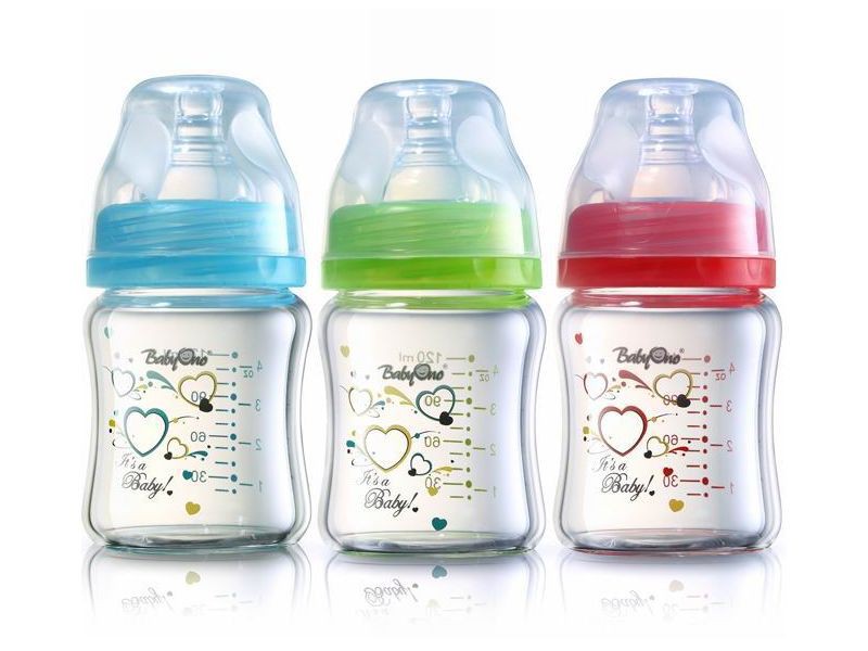 1341 BabyOno Бутылочка стеклянная с широким горлышком 120мл 1шт - 478,01 руб