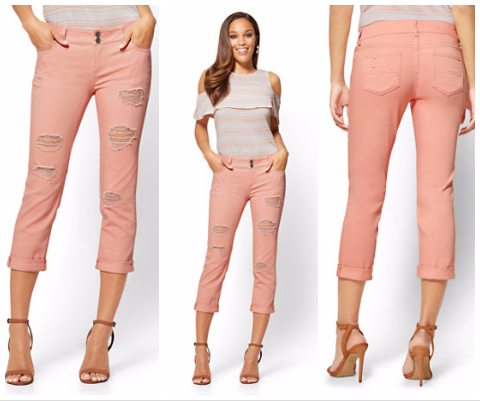 1350  SOHO JEANS - DESTROYED CROPPED BOYFRIEND - CORAL CREAM