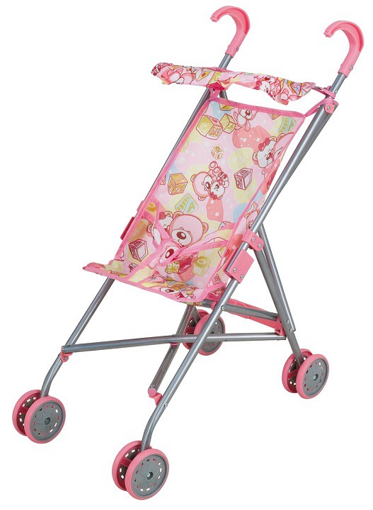 Buggy Boom 8004 Коляска-трость для кукол, с крышей и поворотными передними колесами, металл - 227,16 руб