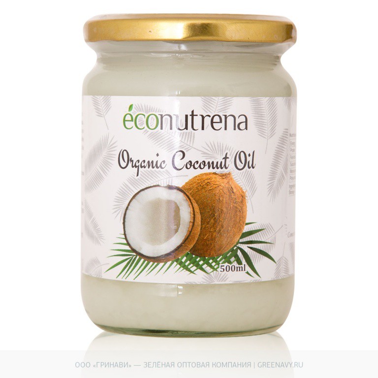 Новинка! Органическое кокосовое масло (Econutrena Organic Coconut Oil), стекл. бан.