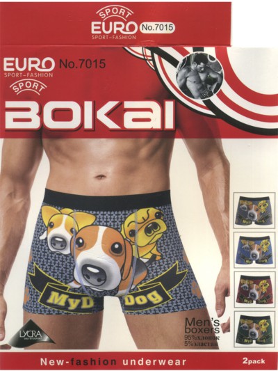 Трусы мужские Bokai 7015 боксеры хлопок L-3XL 69 руб