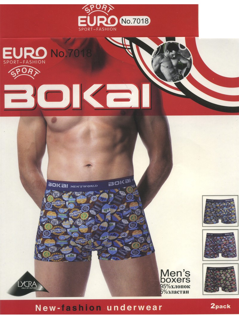 Трусы мужские Bokai 7018 боксеры хлопок L-3XL 69 руб