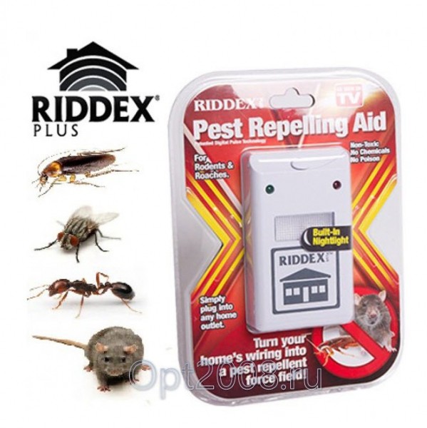 ОТПУГИВАТЕЛЬ ГРЫЗУНОВ И НАСЕКОМЫХ RIDDEX PLUS 155руб