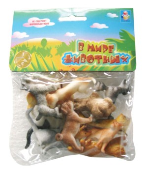 1Toy Набор резиновых животных. Собаки. Кошки 12шт. - 110,74 руб