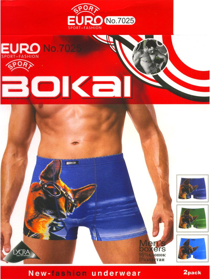 Трусы мужские Bokai 7025 боксеры хлопок L-3XL 62 руб