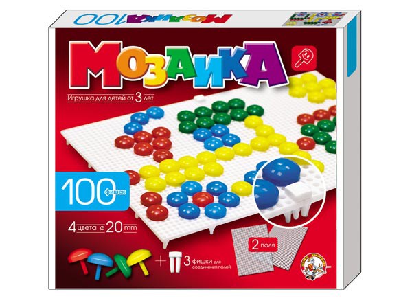 Десятое кор. Пластмассовая мозаика для детей, 100 элементов, 2 поля - 142,57 руб