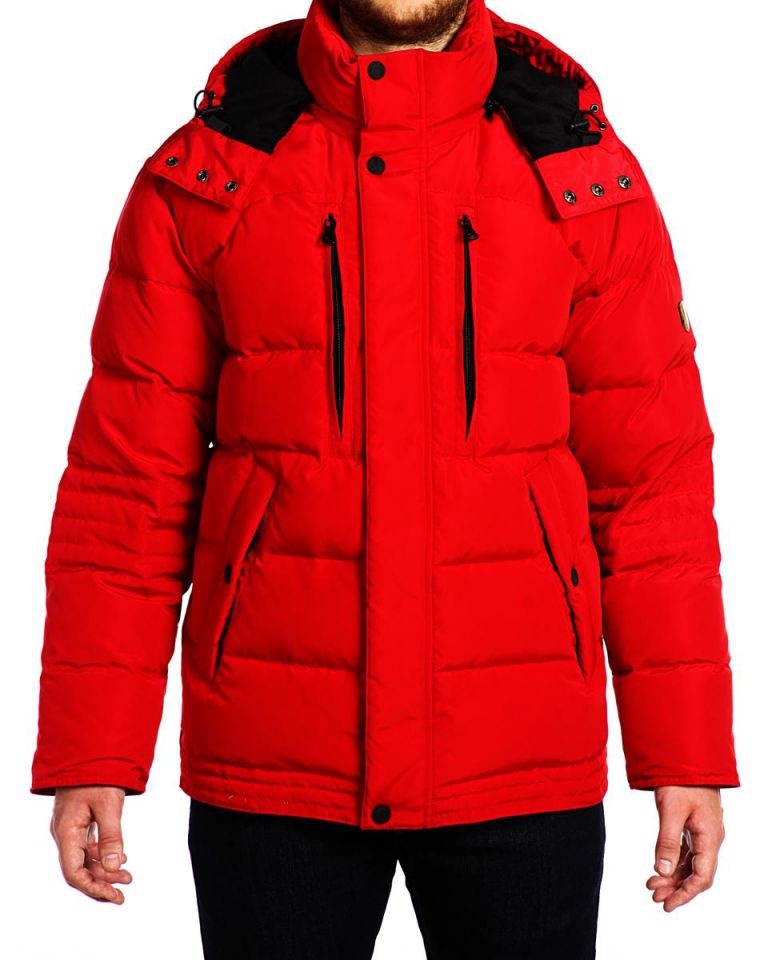 5590р . Куртка пуховая средней длины 15503 Red.jpg