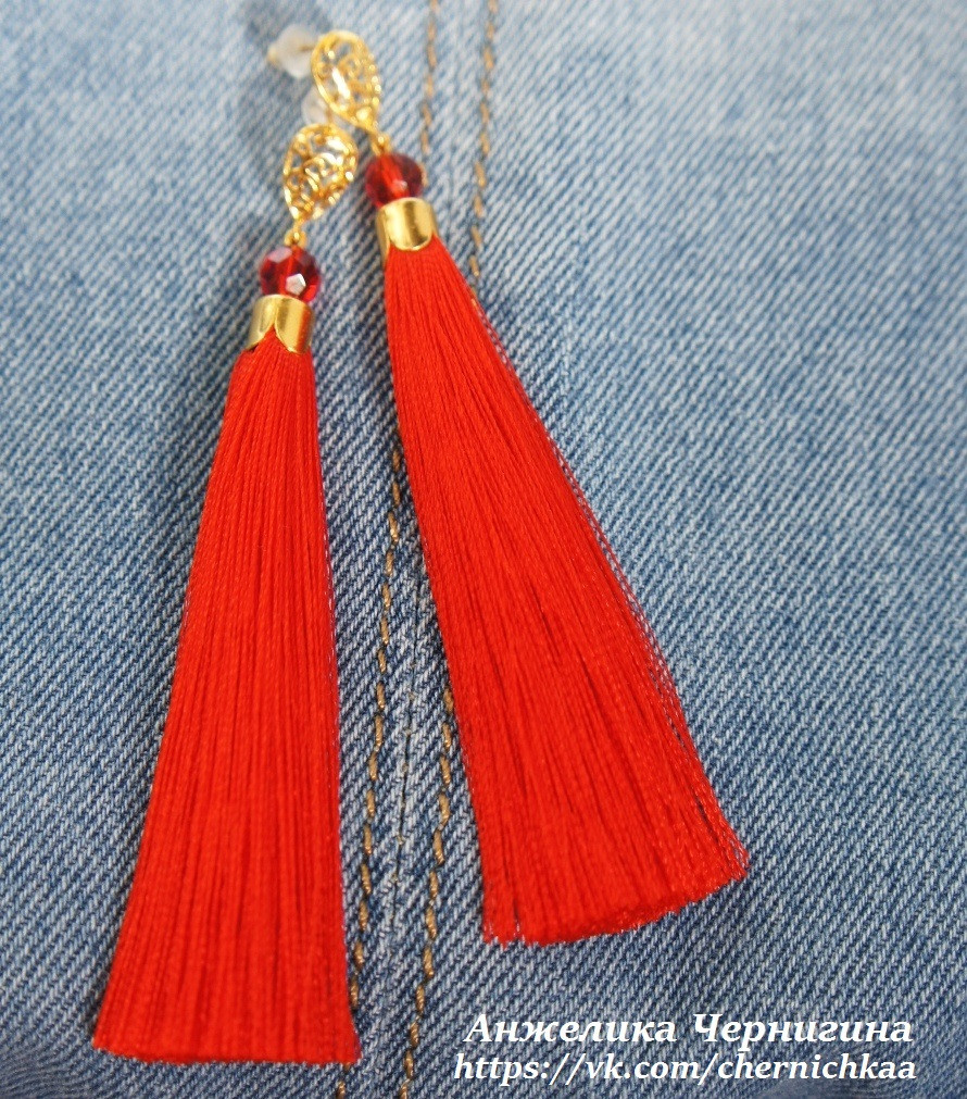 Серьги-кисти. Красные блестящие. Элегантность и женственность...😍 350 руб.