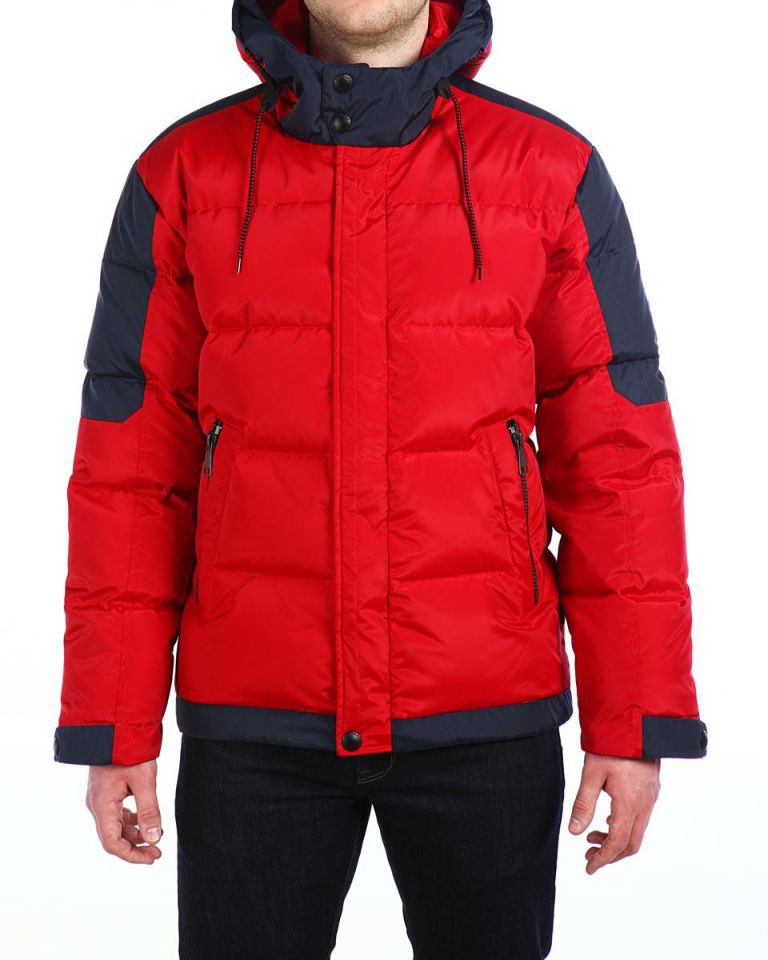 4790р Куртка пуховая средней длины 16509 Red-Navy.jpg