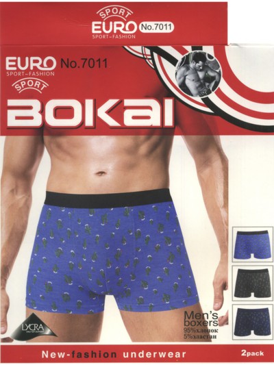 Трусы мужские Bokai 7011 боксеры хлопок L-3XL 62 руб