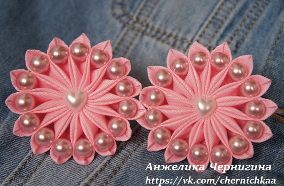Резинки для волос Розовые жемчужинки. 90 руб/шт.