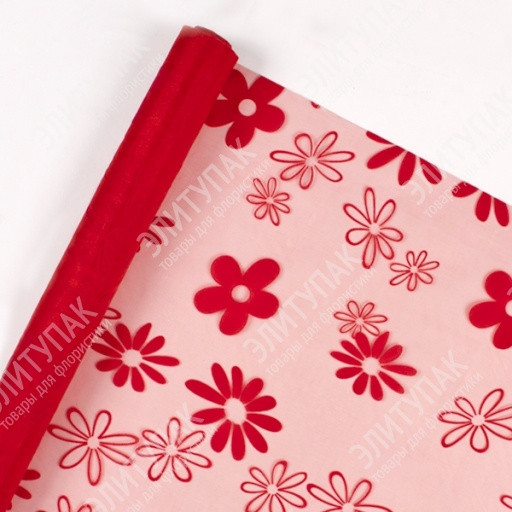 ОРГАНЗА С РИСУНКОМ РОМАШКИ 70 см x 10 ярдов (красный) 455 320р.jpg