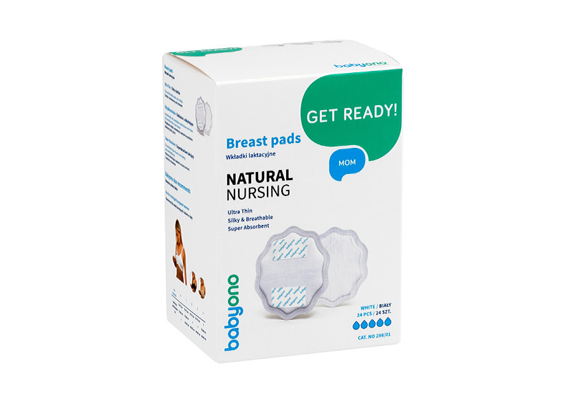 298/01 BabyOno Вкладыши для груди NATURAL NURSING белые (24шт.) - 191,52 руб