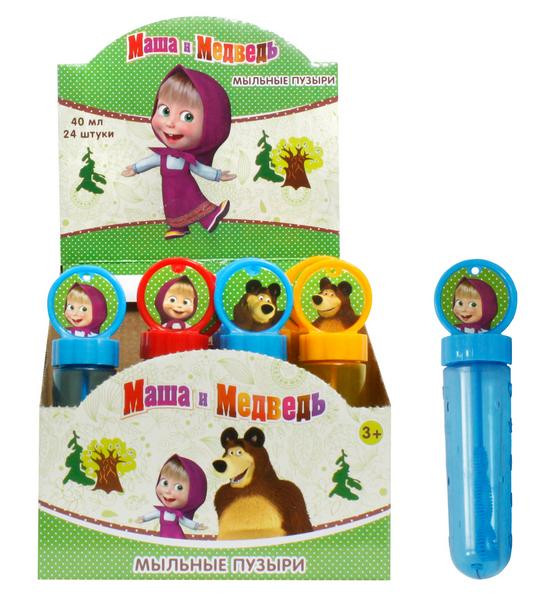 1Toy Маша и Медведь, Мыльные пузыри, колба с кругом на крышке, 40 мл 1шт - 26,40 руб