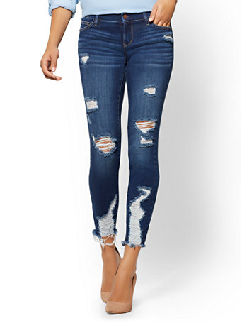 1450  SOHO JEANS - DESTROYED ANKLE JEAN - FORCE BLUE WASH