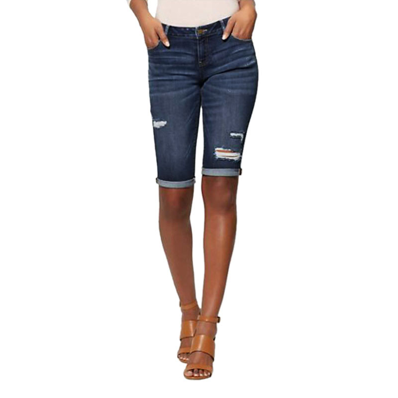 1300  SOHO JEANS - DESTROYED BOWERY CURVY 13 INCH BERMUDA