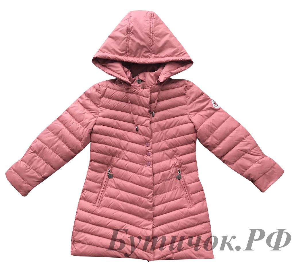 М.1850 Пальто стеганное MONCLER темно розовое 1800 руб