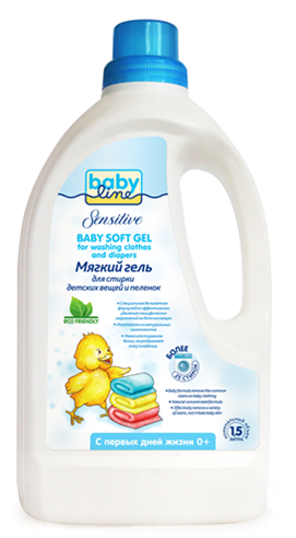 НОВИНКА! BABYLINE SENSITIVE Мягкий гель для стирки дет.вещей и пеленок 1,5л - 419,14 руб