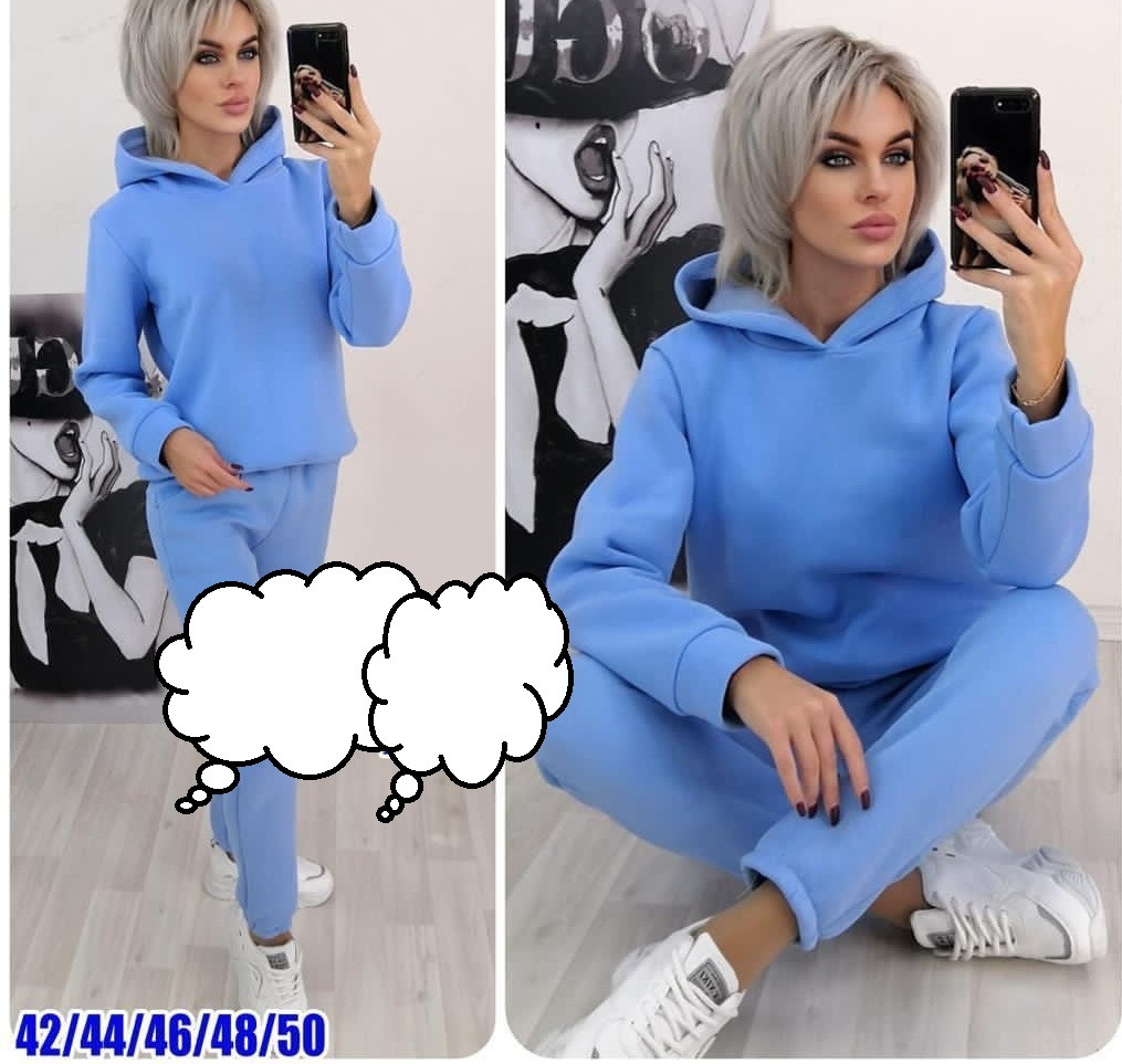 Голубой костюм на флисе женский
