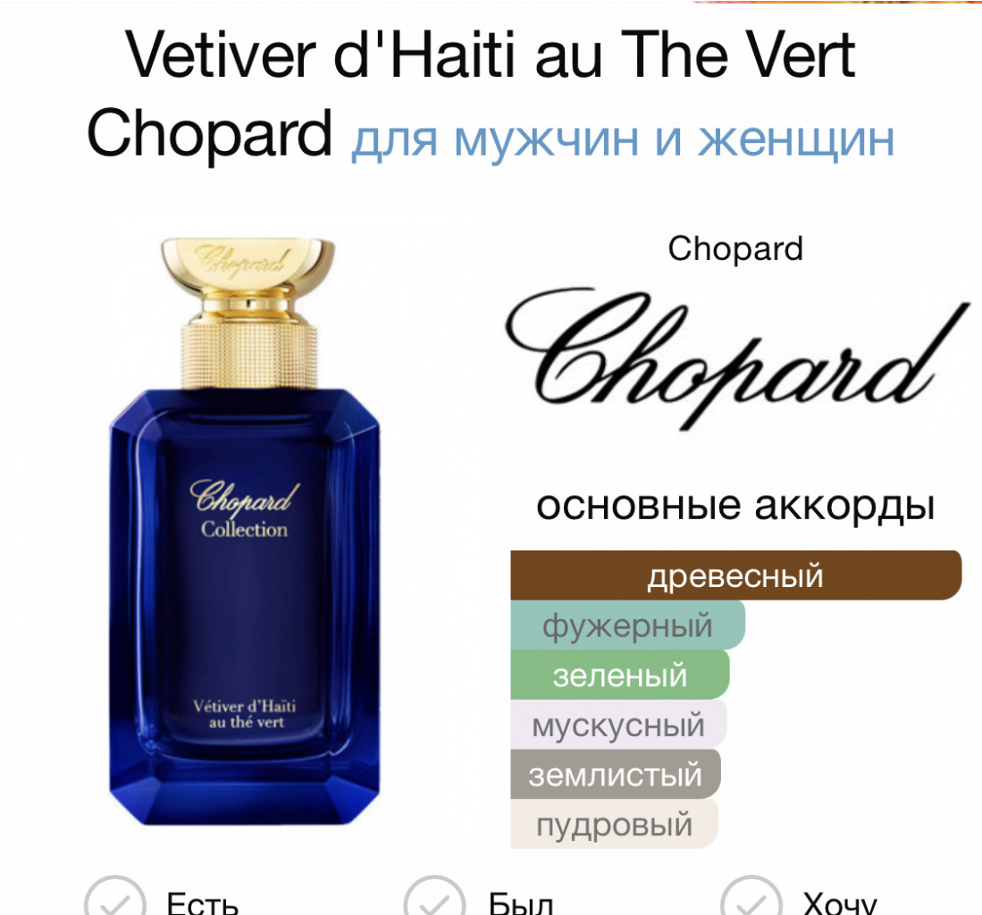 Vetiver d'Haiti au The Vert Chopard