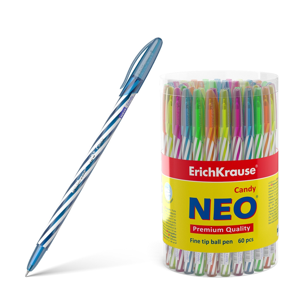 47550 Ручка шариковая ErichKrause® Neo® Candy, цвет чернил синий (в тубусе по 60 шт.) Цена 17,4+% в наличии 12 шт.jpg