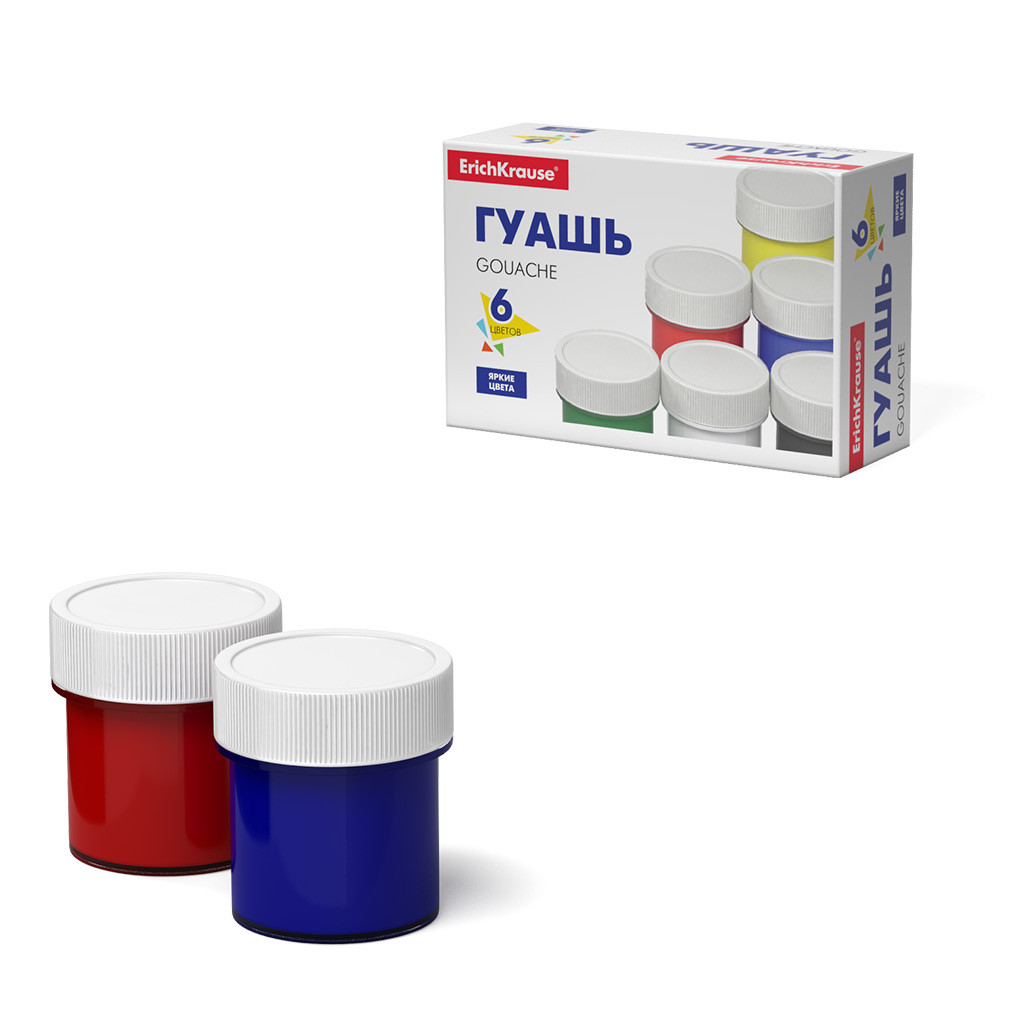 50543 Гуашь ErichKrause® Basic 6 цветов по 17мл Цена 102,8+% в наличии 16 шт.jpg
