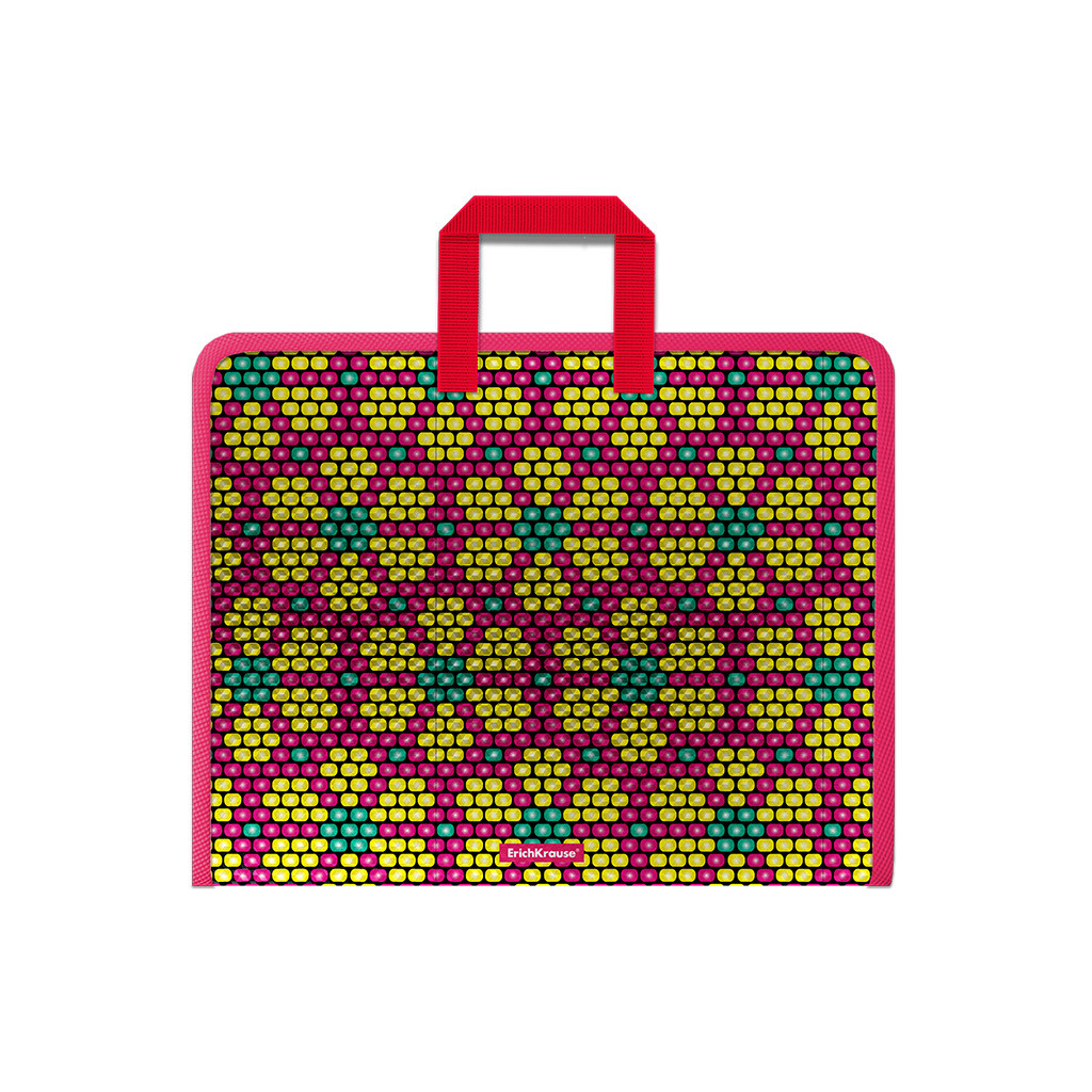 52847 Папка на молнии пластиковая с ручками ErichKrause® Pink&Yellow Beads, А4+ (в пакете по 4 шт.) Цена 184+% в наличии 2 шт.jpg