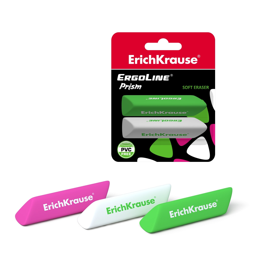 44480 Ластик ErichKrause® ErgoLine® Prism (в блистере по 2 шт.) Цена 55,1+% в наличии 89 шт.jpg