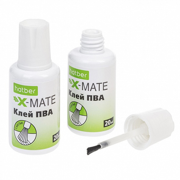 Клей ПВА с кисточкой Hatber X-Mate 20ml Цена 28+% в наличии 310 шт.jpg