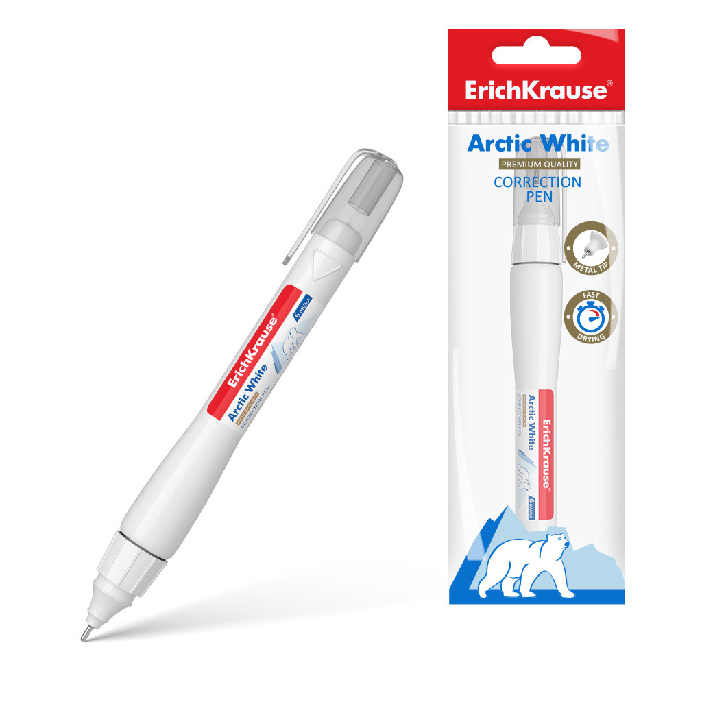 22116 Ручка-корректор ErichKrause Arctic white, 6мл (в пакете по 1 шт.) Цена 75+% в наличии 9 шт.jpg