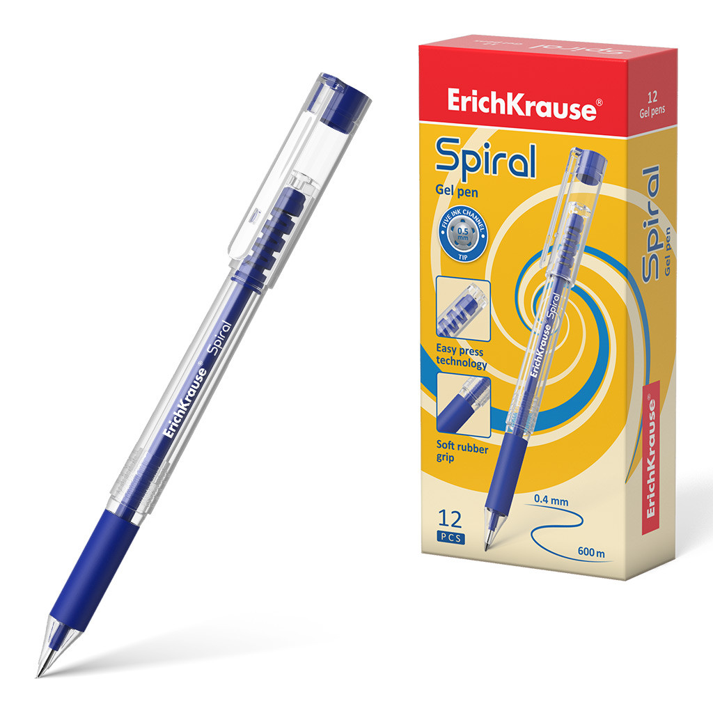 48177 Ручка гелевая ErichKrause® Spiral, цвет чернил синий (в коробке по 12 шт.) Цена 48,5+% в наличии 4 шт.jpg