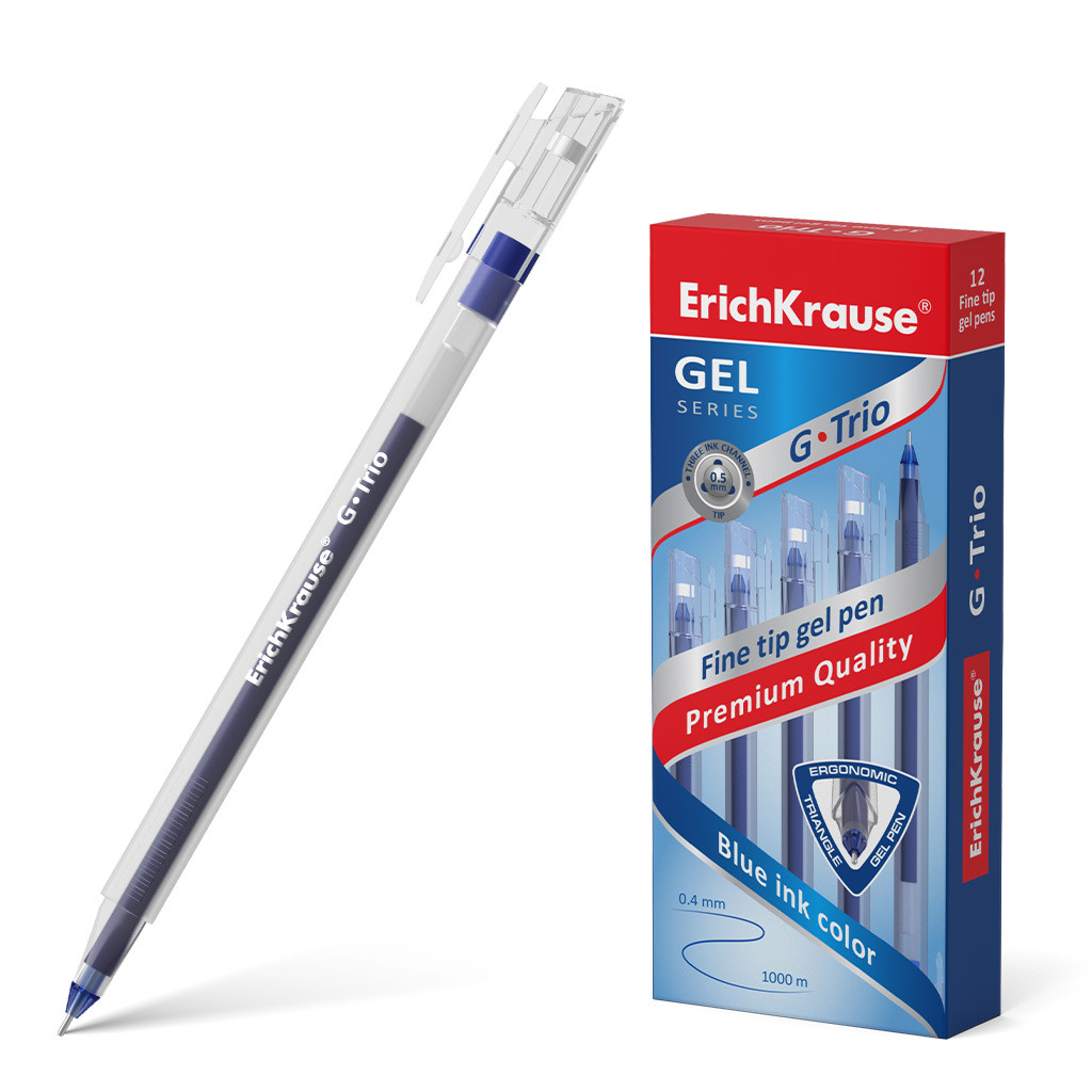54532 Ручка гелевая ErichKrause® G-Trio, цвет чернил синий (в коробке по 12 шт.) Цена 25+% в наличии 4 шт.jpg