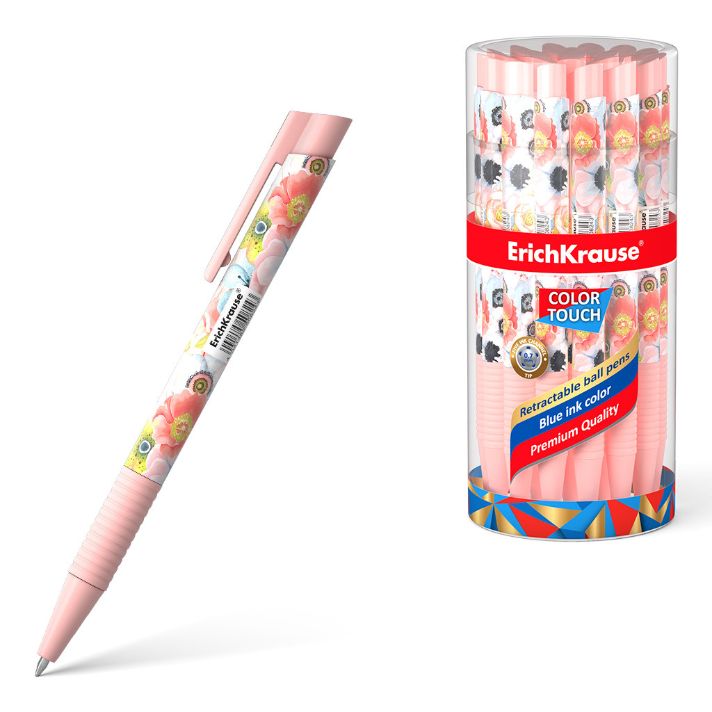 50824 Ручка шариковая автоматическая ErichKrause® ColorTouch® Flower Cocktail, цвет чернил синий (в тубусе по 24 шт.) Цена 33,4+% в наличии 69 шт.jpg