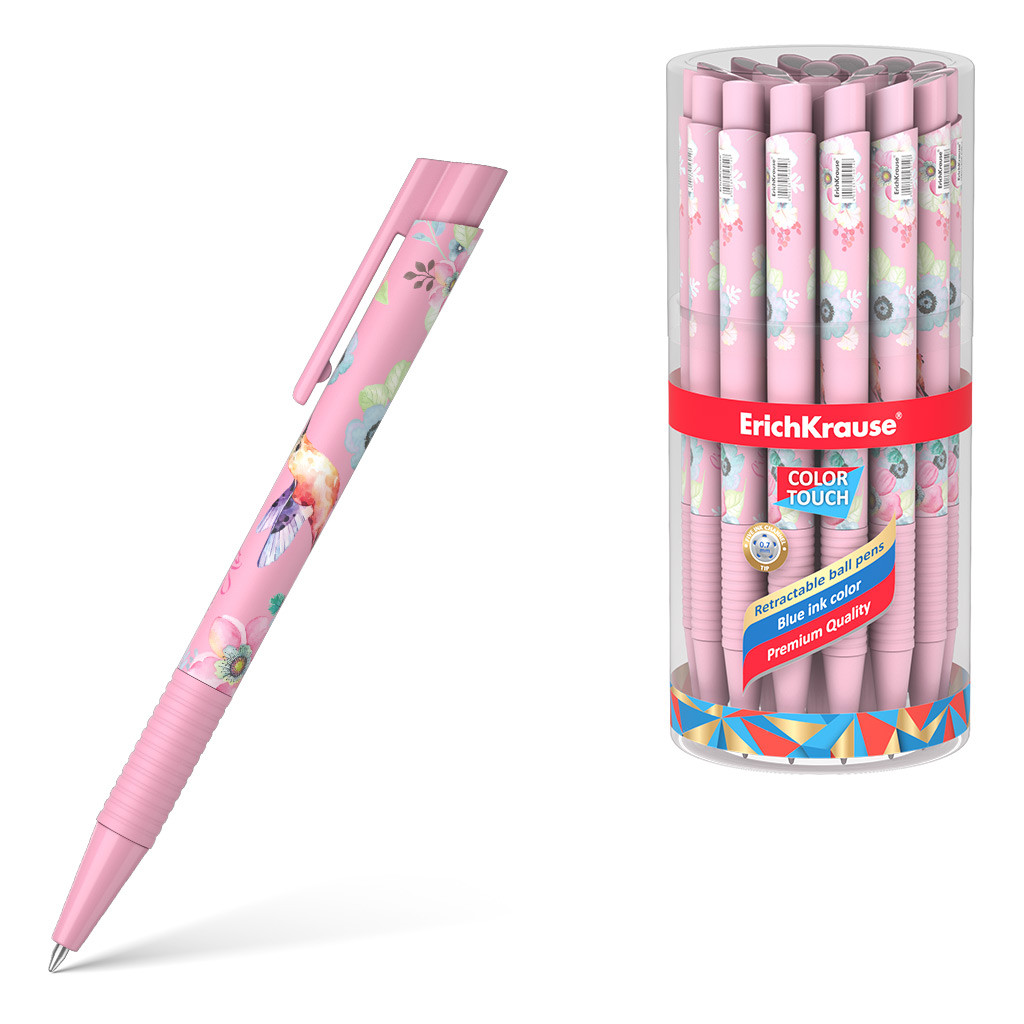 56054 Ручка шариковая автоматическая ErichKrause® ColorTouch® Colibri, цвет чернил синий (в тубусе по 24 шт.) Цена 38+% в наличии 71 шт.jpg
