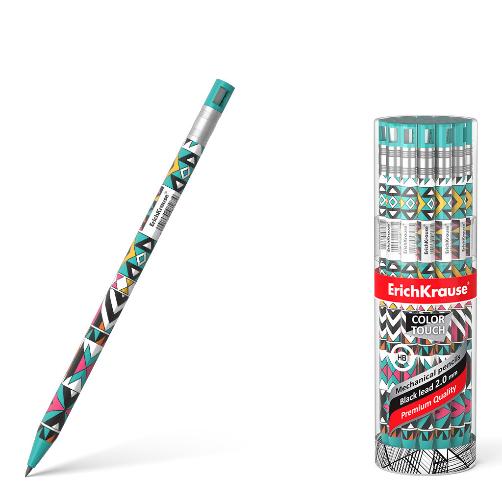 50836 Карандаш механический ErichKrause® ColorTouch® Ornament 2.0 мм с точилкой, НВ (в тубусе по 24 шт.) Цена 46+% в наличии 67 шт.jpg