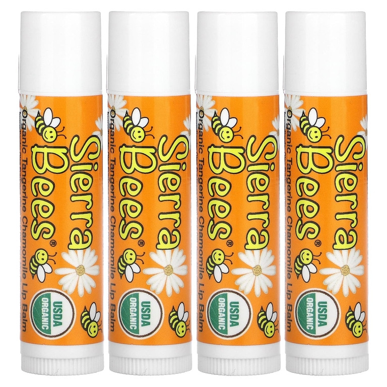 MBE-01145 Sierra Bees, Органические бальзамы для губ, мандарин и ромашка, 4 шт. в упаковке, 0,15 унции (4,25 г) каждый - 915,74 руб (цена за набор)