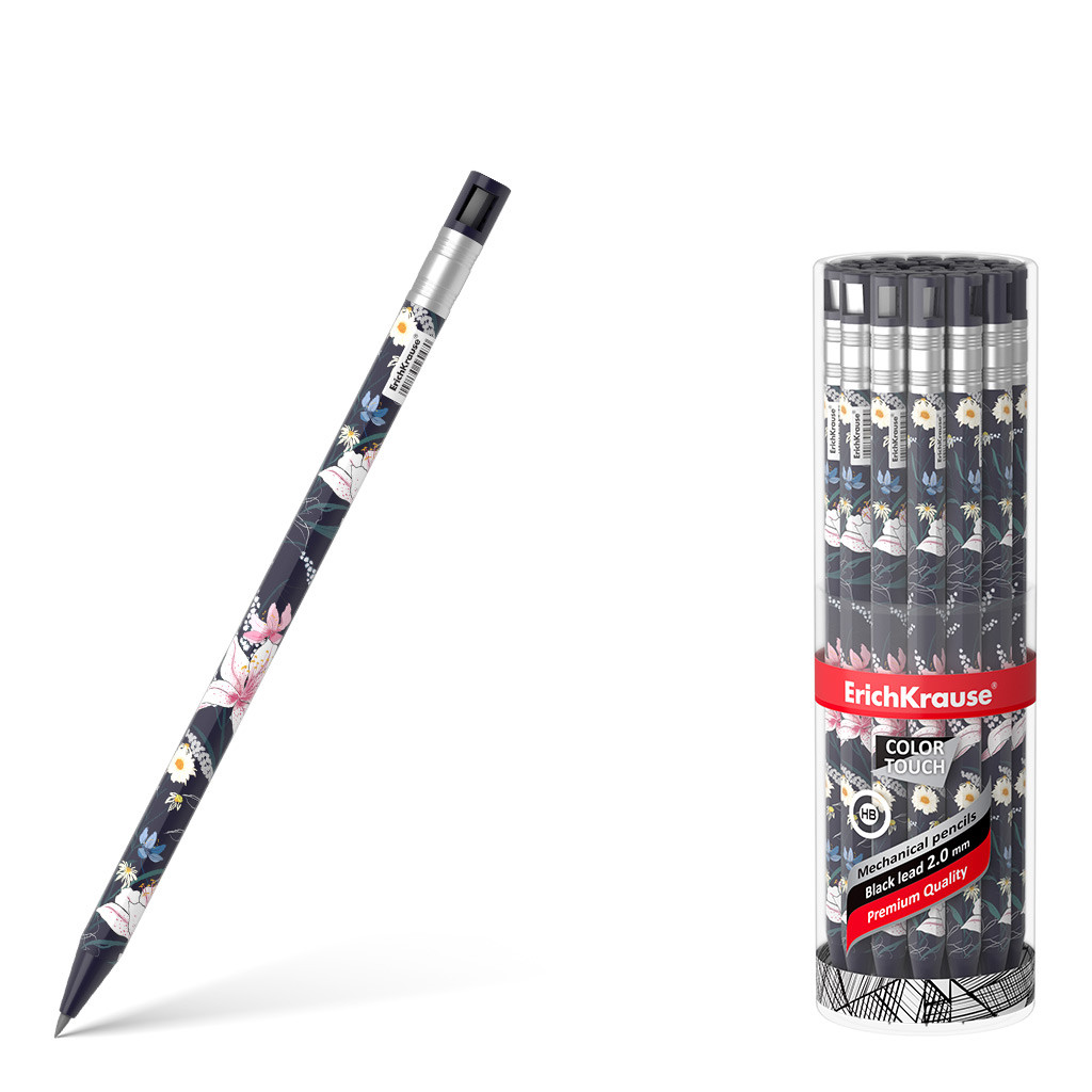 56133 Карандаш механический ErichKrause ColorTouch® Lily 2.0 мм, с точилкой, НВ (в тубусе по 24 шт.) Цена 30+% в наличии 49 шт.jpg