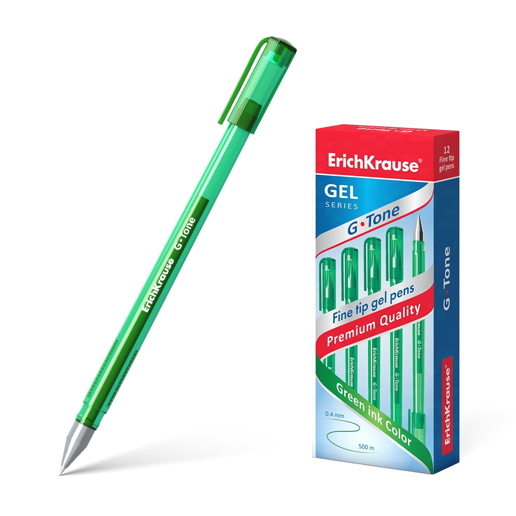 39016 Ручка гелевая ErichKrause G-Tone Stick Original 0.5, цвет чернил зеленый (в коробке по 12 шт.) цена 34+% в наличии 4 шт.jpg