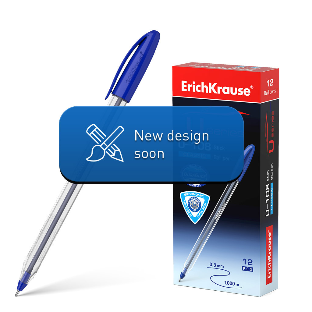 53709 Ручка шариковая ErichKrause U-108 Stick Classic 1.0, Ultra Glide Technology, цвет чернил синий (в коробке по 12 шт.) Цена 27,1+% в наличии 13 шт.jpg