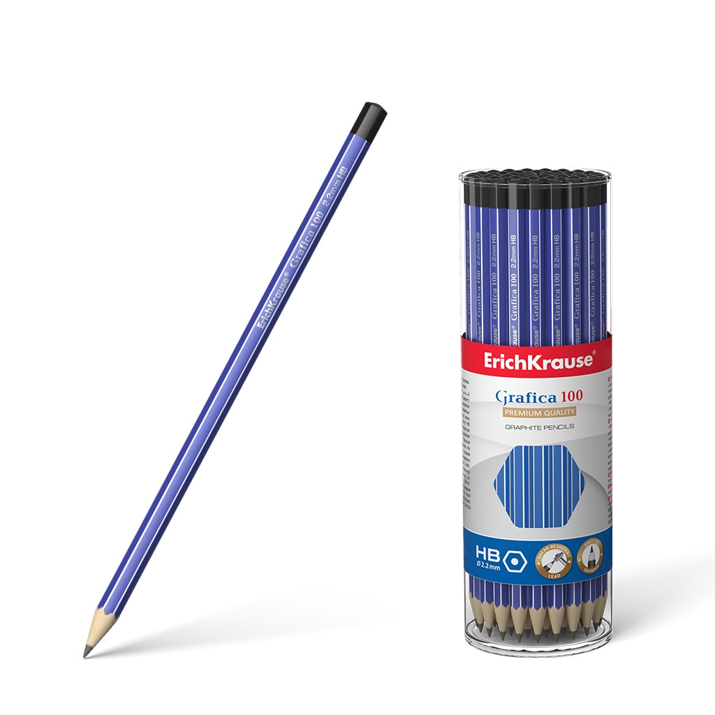 45483 Чернографитный шестигранный карандаш ErichKrause® Grafica 100 HB (в тубусе по 42 шт.) Цена 11,6+% в наличии 28 шт.jpg