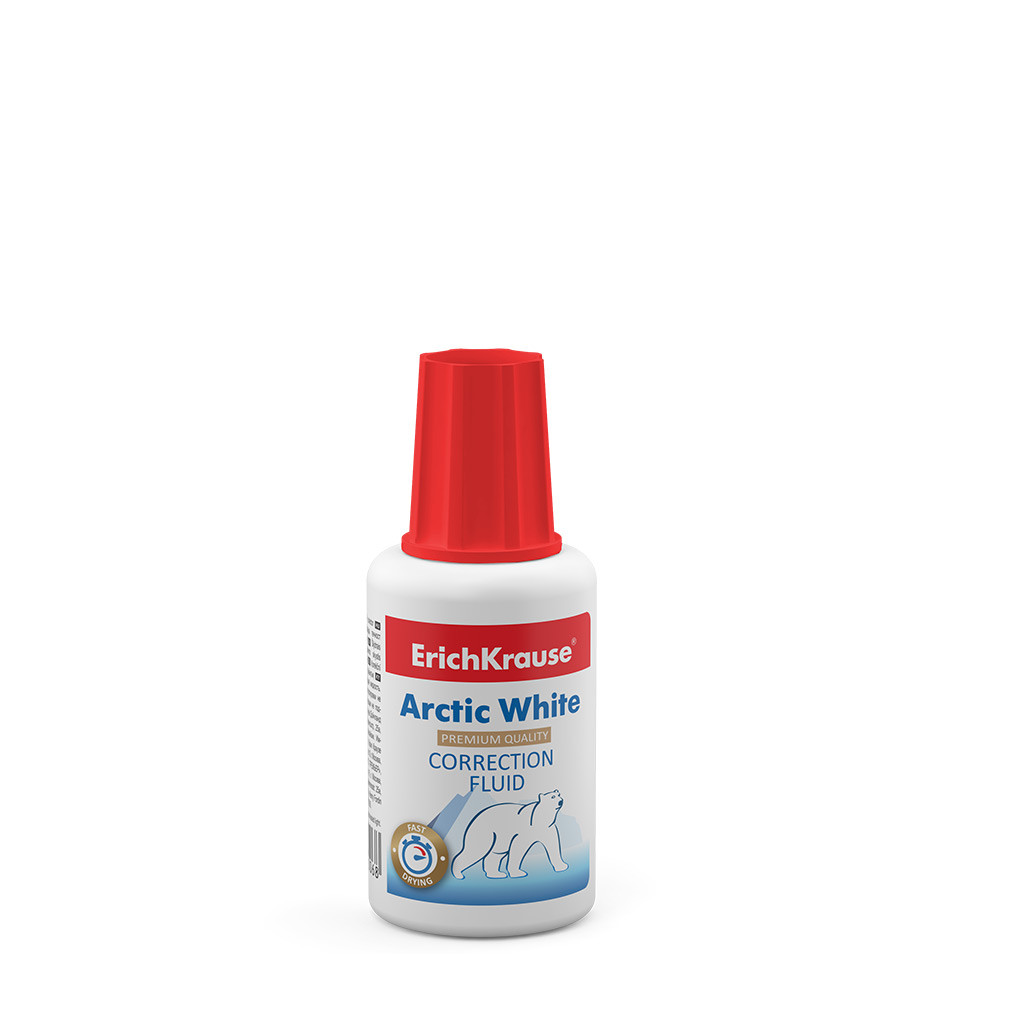 6 Корректирующая жидкость с кисточкой ErichKrause Arctic white, повышенной белизны, 20г (в пленке по 10 шт.) Цена 63+% в наличии 4 шт.jpg