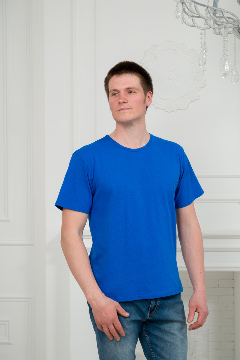 Футболка мужская из кулирки синий Цена 250+% Размер 52 - 1 шт