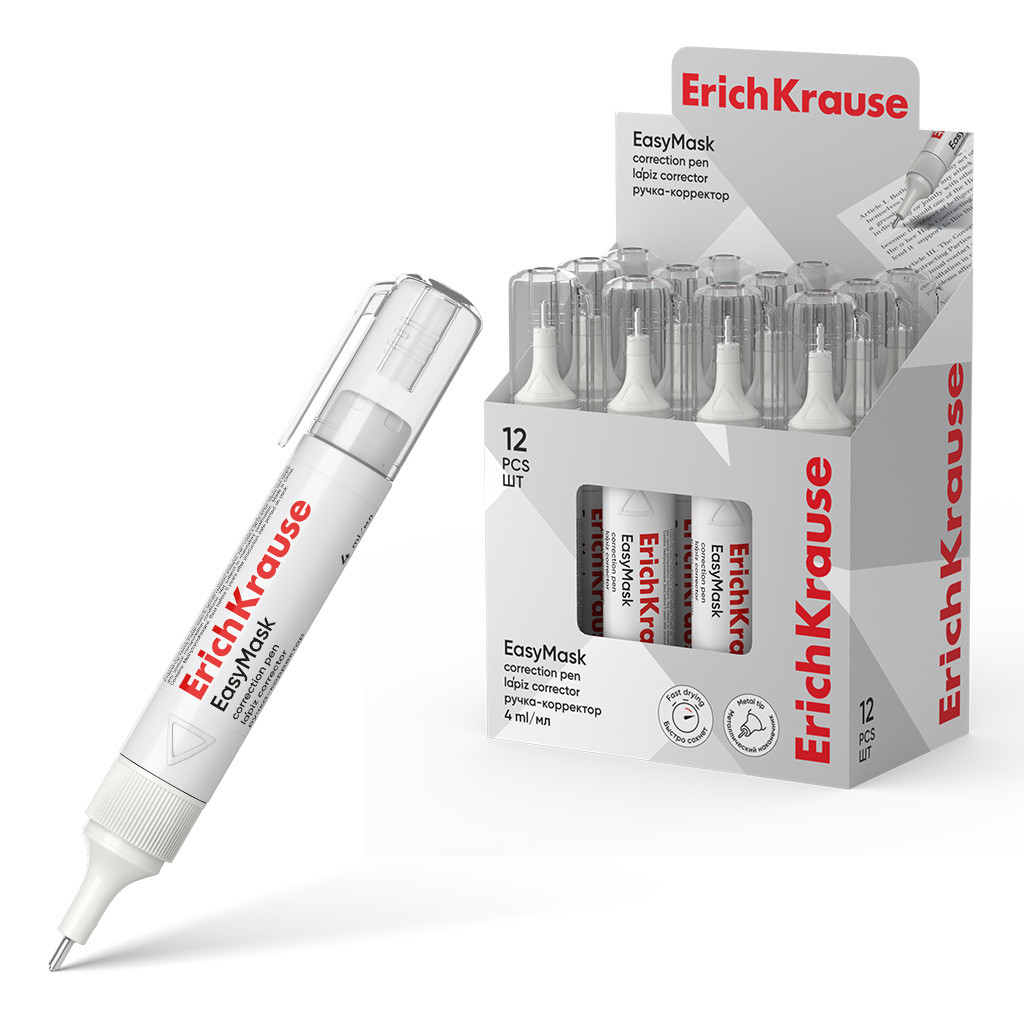 55988 Ручка-корректор ErichKrause EasyMask, 4мл (в дисплее по 12 шт.) Цена 50,7+% в наличии 10 шт.jpg