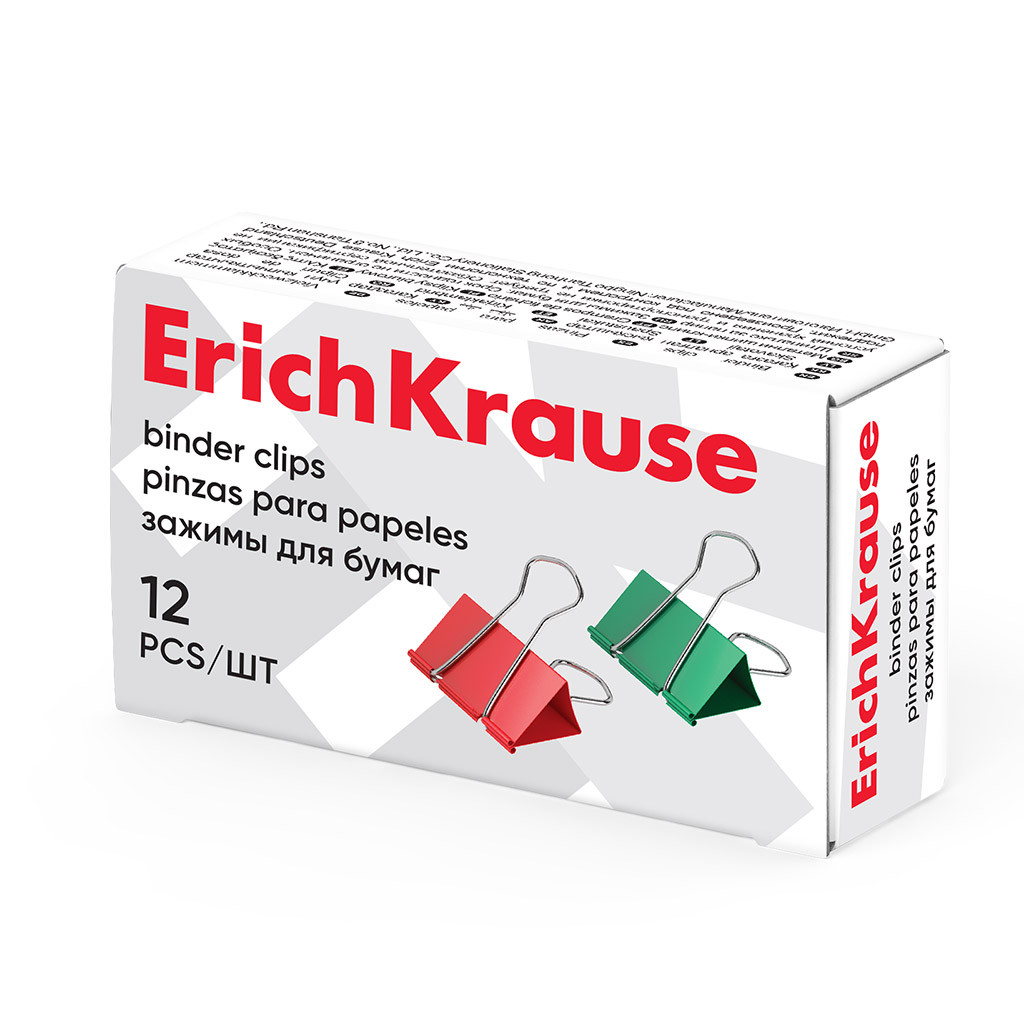 25089 Зажимы для бумаг ErichKrause Classic, 19мм, ассорти (в коробке по 12 шт.) Цена 78,5+% в наличии 8 шт.jpg