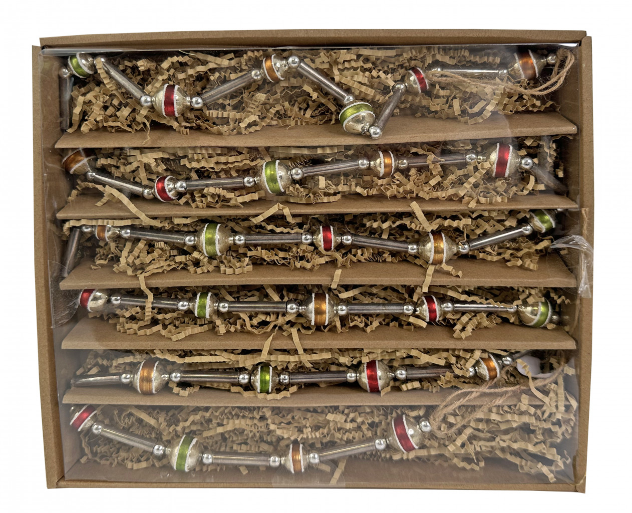 65763 Glass bead garland silver with colored balls 180cm a = max width b = base width h = height Min amount (MOQ) 4 - 41,34 